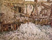 Egon Schiele The Mill painting